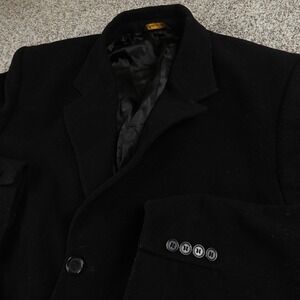 Mario Valente Coat Mens 46R Black Wool Cashmere Long Trench Parka Overcoat Italy